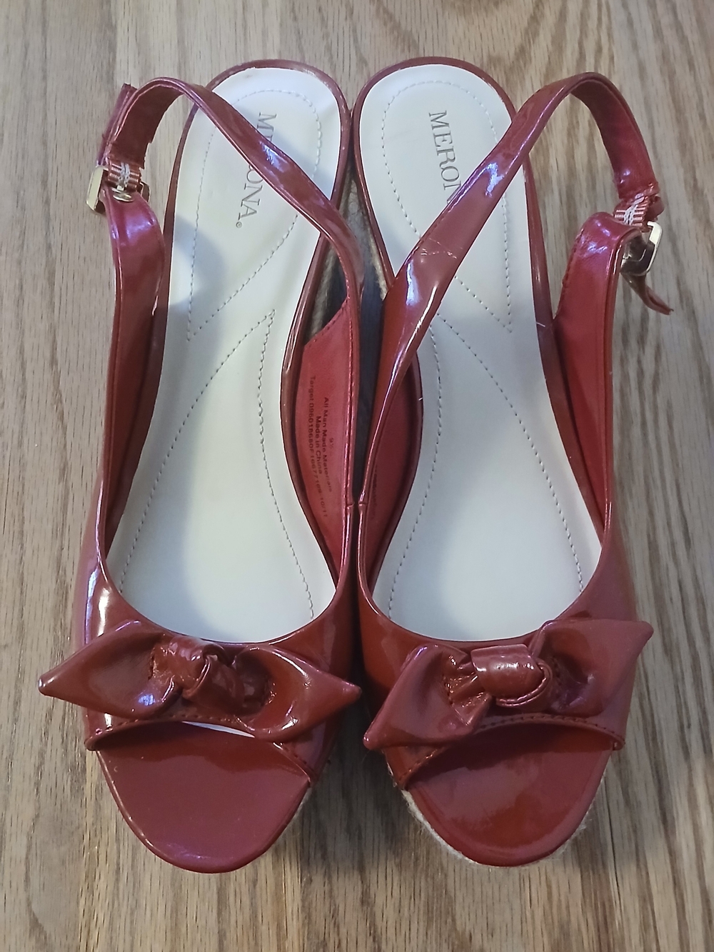 Merona Red Patent Slingback Peep-Toe Sandals with Bow
